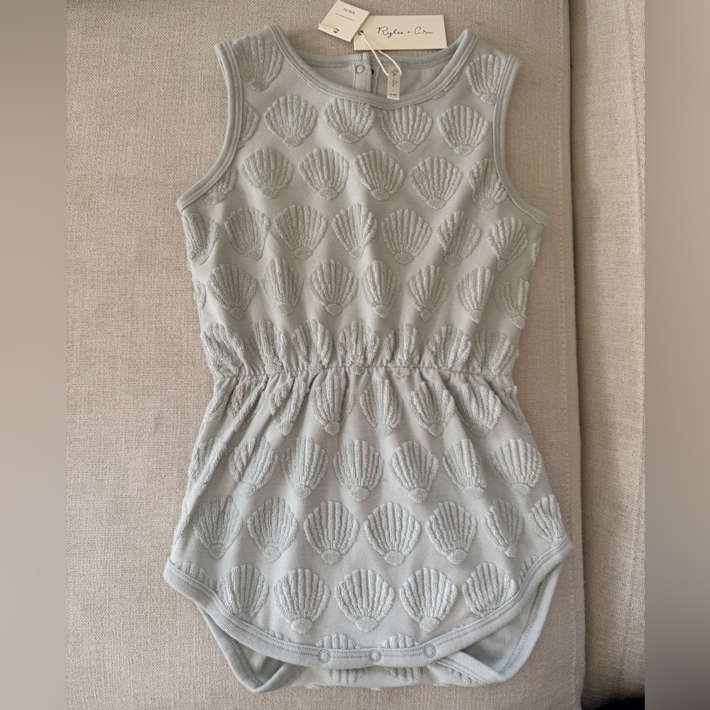 Rylee + Cru Seafoam Shell Sleeveless Romper